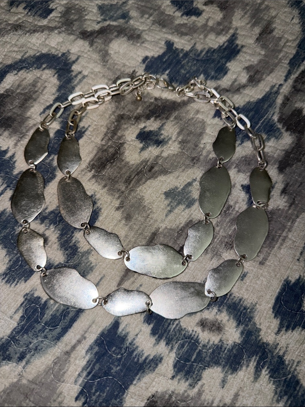 Silver Plate Link multi strand  Necklace - Women Jewelry